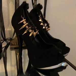 Black ankle wrap stilettos. Size 9